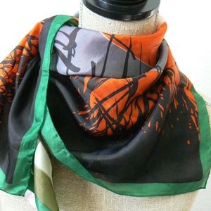 VTG Fine LAVA Collection Silk neck Scarf 29 x 29 hand rolled hand printed Art
